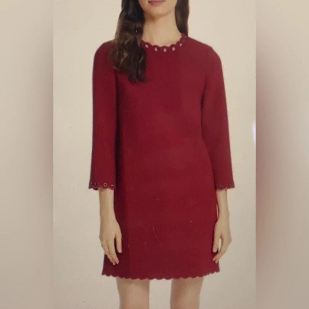 Kate Spade burgundy scalloped grommet dress 8